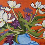 White Tulips w Orange 12x16